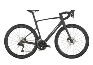 Black bicycle on a white background